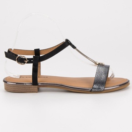 L. Lux. Shoes Sort Flat Sandaler
