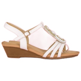 Ch. Creation Elegante sandaler på en lav kilehæl hvid gul