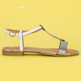L. Lux. Shoes Hvide flade sandaler grå