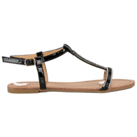 Abloom Lakerede flade sandaler sort