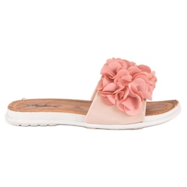 Pink flip flops med blomster lyserød