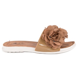 Brune flip-flops med blomster