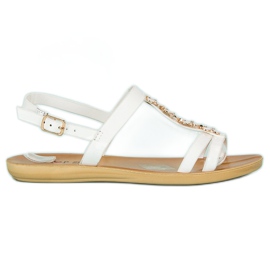 Top Shoes Lakerede sandaler med spænde hvid