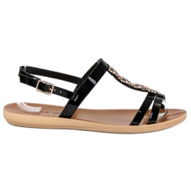 Top Shoes Lakerede sandaler med spænde sort