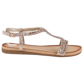 Ideal Shoes Gyldne sandaler med krystaller gylden