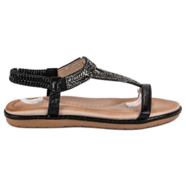 Marquiz Sorte flade sandaler med elastik