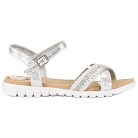 Top Shoes Sølv flade sandaler grå