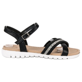 Top Shoes Sorte flade sandaler