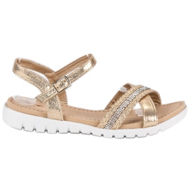 Top Shoes Gyldne flade sandaler gylden