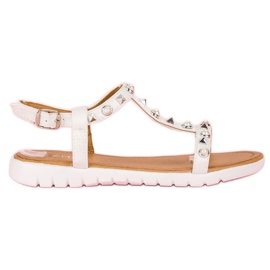 Flade sandaler med rhinsten hvid