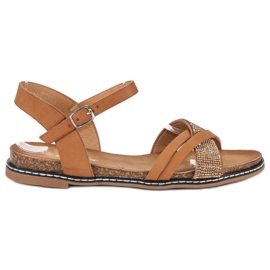 Renda Flade sandaler med spænde brun