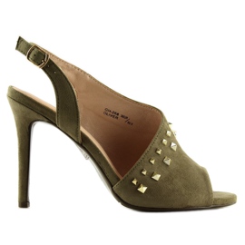 Asymmetriske grønne høje hæle GH-268 Oliven sandaler