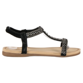 Queentina Flade sandaler med elastik sort