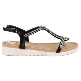 SDS Komfortable flade sandaler sort