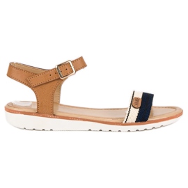 Laura Mode Flade tekstil sandaler brun