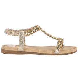 Queentina Flade sandaler med elastik gul