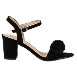 Top Shoes Sorte sandaler på stolpen