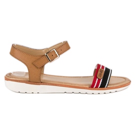 Laura Mode Flade tekstil sandaler brun