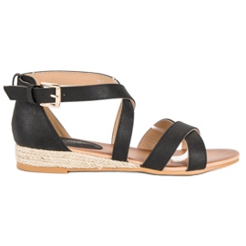 Super Mode Flade espadrillesandaler sort