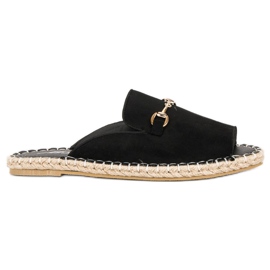 Sorte ruskind flip-flops espadriller