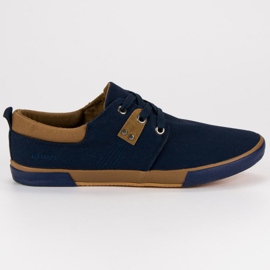 Mørkeblå bundne sneakers brun marine blå