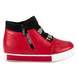 Røde sneakers med lynlås sort