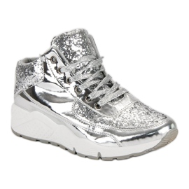 Sølv sneakers med glitter grå