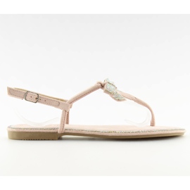 Beige og pink sandaler 218-120 lyserød