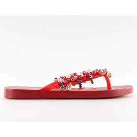 Flip flops med perler rød JH68 Red