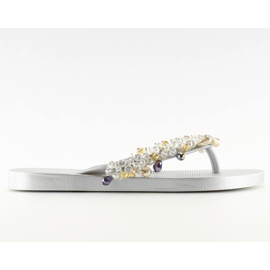 Flip flops med sølv JH68 Silver perler grå
