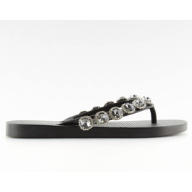 Elegante flip-flops med sten sort JH69