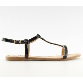 Sandaler med sorte cubic zirconias SY644 sort