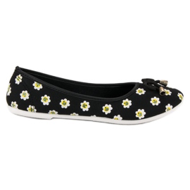 Stofballerina med blomster sort