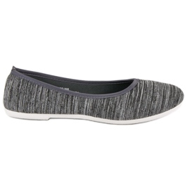 Tekstil ribbet ballerina grå