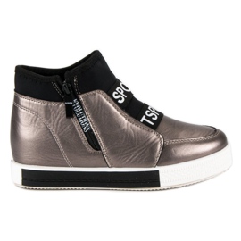 Grafit sneakers med lynlås brun grå