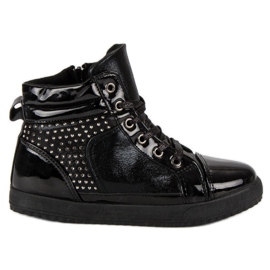 Lakerede sneakers over anklen sort