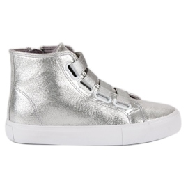 Sølv sneakers med elastik grå