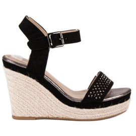 Sweet Shoes Sorte espadriller på kiler