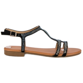 Sorte flade sandaler
