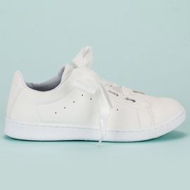 Suede sneakers med et bånd hvid