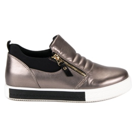 Grafit sneakers med lynlås grå