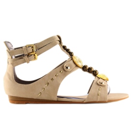 Beige damesandaler med sten ZS3522 Beige