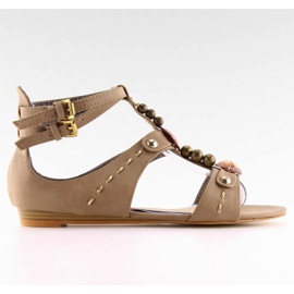 Damesandaler med khaki sten ZS3522