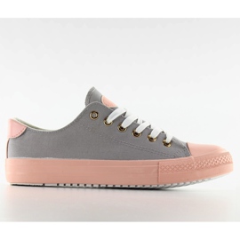 Sneakers på en farvet gummi W-3051 Grå/Pink