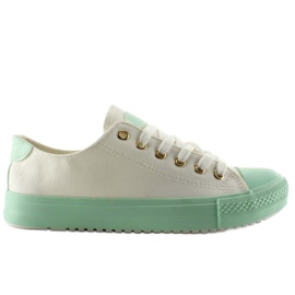 Sneakers på en farvet gummi W-3051 Grøn hvid