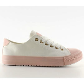 Sneakers på en farvet gummi W-3051 Hvid