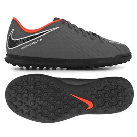 Nike Hypervenom PhantomX 3 Club Tf Jr AH7298-081 fodboldsko grå / sølv, orange, grå / sølv grå