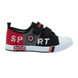 American Club Børnesko sneakers med det amerikanske flag Velcro sort hvid grå rød