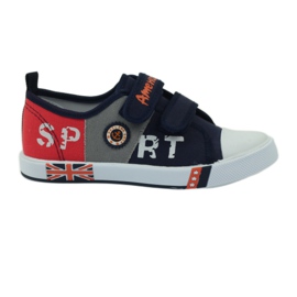 American Club Børnesko sneakers med et flag Velcro Amerikansk marineblå hvid orange grå marine blå