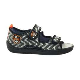 American Club Amerikanske sandaler børnesko læder indersål sort orange grå